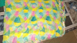 Vibrant Geometric Print Saree