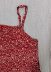 baby pink Textured crop Top