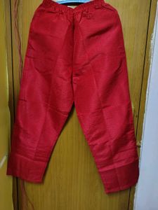 Vibrant Red Silk Blend Pants