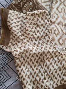 Elegant Cream and Brown Saree