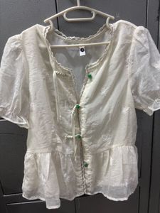 Pinteresty cream colour Butterfly Embroidered top