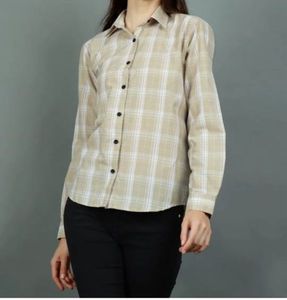 Classic Beige Plaid Long Sleeve Shirt