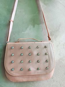 Pink Studded Crossbody Bag