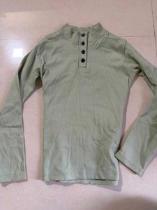 mint Green Henley Long Sleeve Top