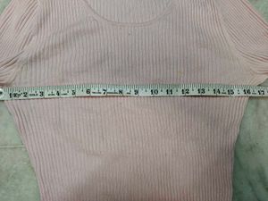 Pink Ribbed 3/4 Sleeve Top