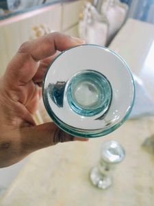 Silver Mercury Glass Candle Holder Set