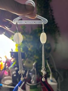 Elegant White Stone Dangle Earrings