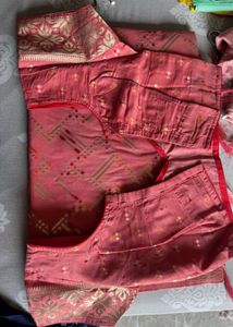 Baby pink cotton saree with blouse