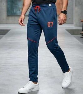 Men's Navy Blue Joggers with Red Accents