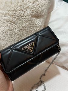 Prada Quilted Black Chain Wallet