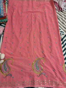 Elegant Pink Embroidered Saree