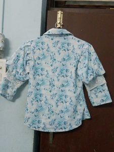 Vintage Light Blue Floral Button-Up Shirt