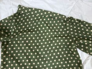 Sage Green Polka Dot Puff Sleeve Top