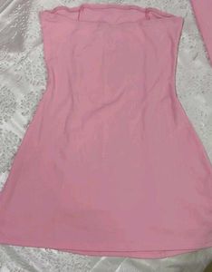 NEWME PINK MINI TUBE BODYCON WITH SCARF