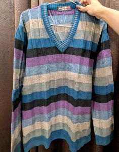 Men's Striped V-Neck Sweater