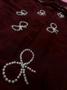 Maroon Embellished Kurta Set