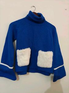 imported Blue Turtleneck Sweater