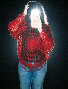Maroon Crochet Spiderweb Top