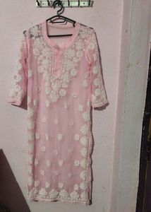 Pink Floral Embroidered Tunic