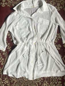 Sheer White Tunic with Graphic Print