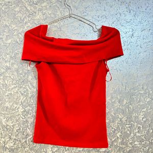 Off-the-shoulder TOP-Red/Zara Brand 🏷️
