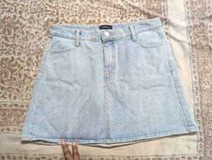 🔵66 girls Light Wash Denim A-Line Short Skirt🔵