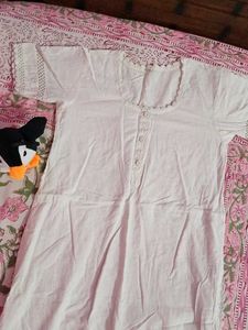 White crochet design kurta