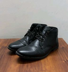 Men's Black Faux Leather Boots