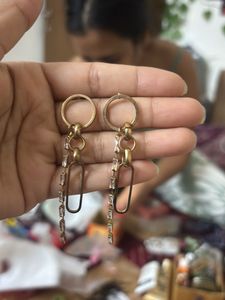 Elegant Pearl &amp; Gold Tone Hoop Earrings