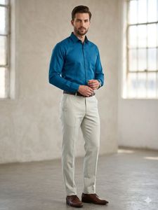 Men's Teal Kurta with Cream Pants