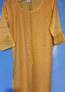 Beautiful Yellow Embroidered Kurta