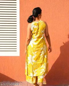 Yellow Floral Print Kurta