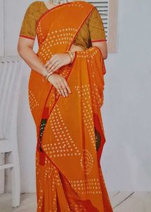 Vibrant Red Bandhani Saree