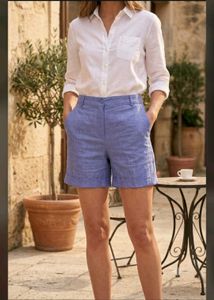 Periwinkle Linen Mini Shorts