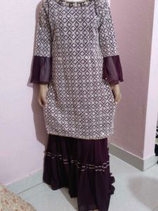 Elegant Purple Kurta Palazzo Set