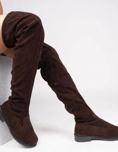 Brown Suede Over-the-Knee Boots