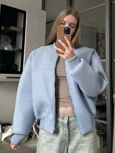 Blue Bomber Jacket- women (can be worn by size