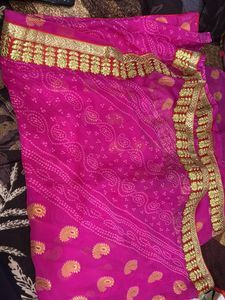Elegant Pink Bandhani Saree