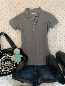 Aeropostale Grey Polo T-Shirt with Denim Shorts