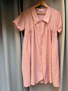 Cute Chic Pink Textured Collared Dress
