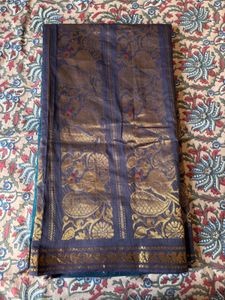 Elegant Blue &amp; Purple Saree with Gold