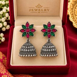 Indian Oxidized Jhumka Earrings