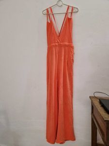Orange V-neck Jumpsuit