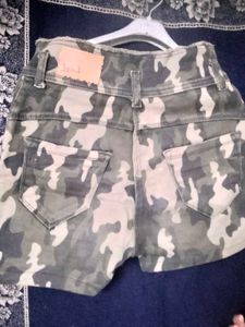 Camo Denim Shorts