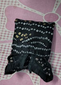 Black bandhej cotton girls top 1 year old