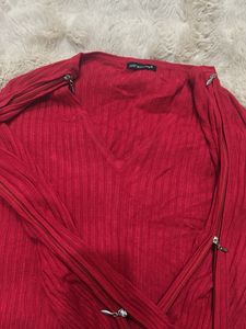 V-Neck Ribbed Knit Top
