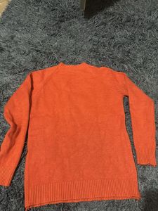 Orange Knit Pullover Sweater