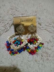 Colorful Beaded Jhumka Earrings