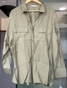 Casual Olive Green Button-Up Shirt