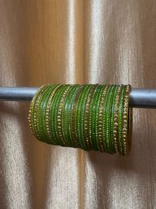 Green Beaded Bangles Set
